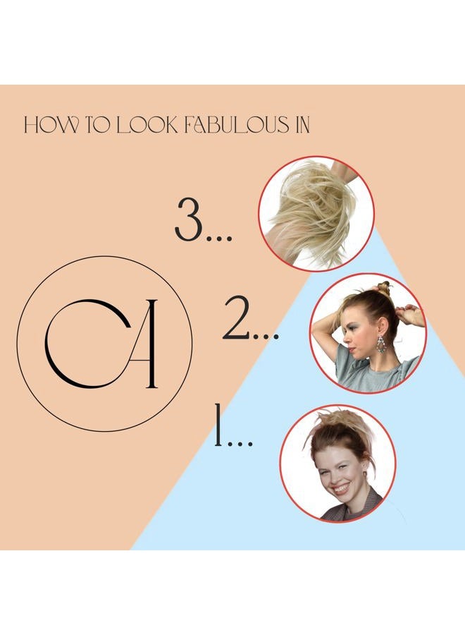 CAISHA Big Hairpiece Scrunchy Updo Bridal Hairstyle curly Messy Bun Brown Gray Mix G25E - Image 4