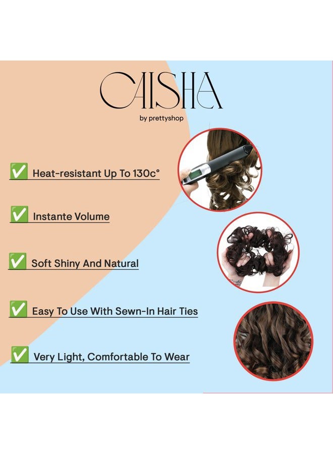 CAISHA Big Hairpiece Scrunchy Updo Bridal Hairstyle curly Messy Bun Brown Gray Mix G25E - Image 3