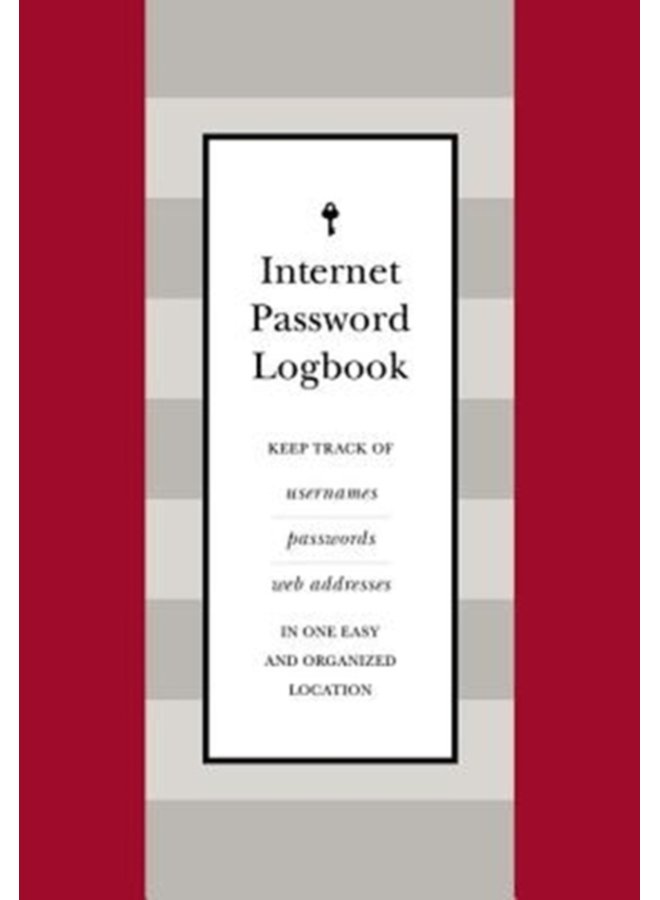 Internet Password Logbook Red Leatherette Keep track of usernames passwords web addresses in one easy and organized location - Hardback