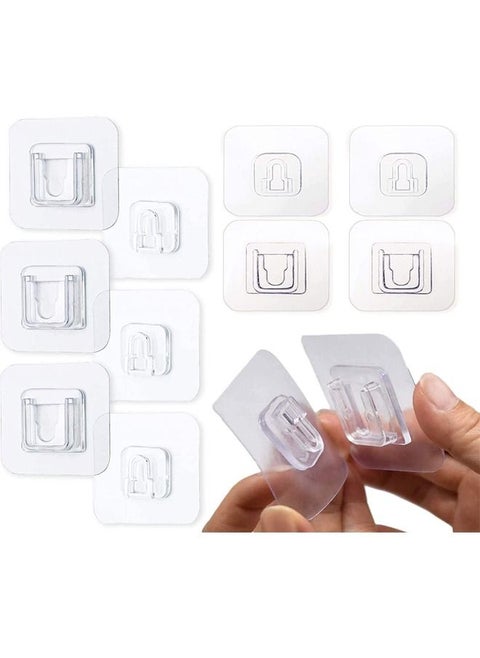 Padom Double Sided Adhesive Wall Hooks Waterproof and Oilproof Reusable Seamless Hooks, Without Punching and Nails Heavy Duty Self Adhesive Wall Hook for Kitchen Bathroom Office(20 pairs)