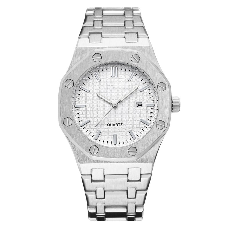 ساعة باراتمون للرجال من الفولاذ المقاوم للصدأ بحركة كوارتز تاريخ ساعة للذكور مقاومة للماء مع عقارب مضيئة ساعة معصم للأعمال الكاجوال للرجال