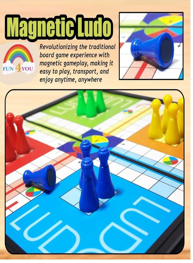 Fun4You Magnetic Ludo Board Game, Portable Folding Strategy Game with Magnetic Pawns and Dice, Travel-Friendly Family Game Night Essential for Ages 3+ - Image 2