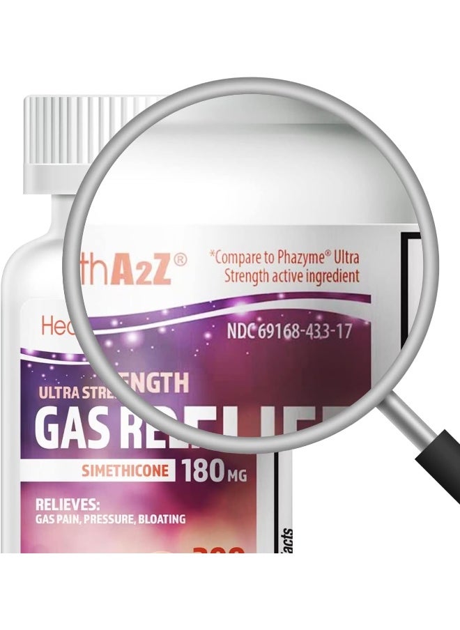 HealthA2Z HealthA2Z Gas Relief 300 Counts | Simethicone 180mg Ultra Strength | Fast Gas Relief | Relieve Symptoms Naturally  - Image 2