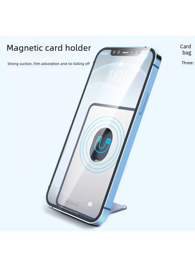 For Apple 12 Card Pack IPhone13 Full Size Magsafe Bracket Original Strong Magnetic Silicone Card Holder-Specifications:Pine Needle Green (viscose) - Image 3