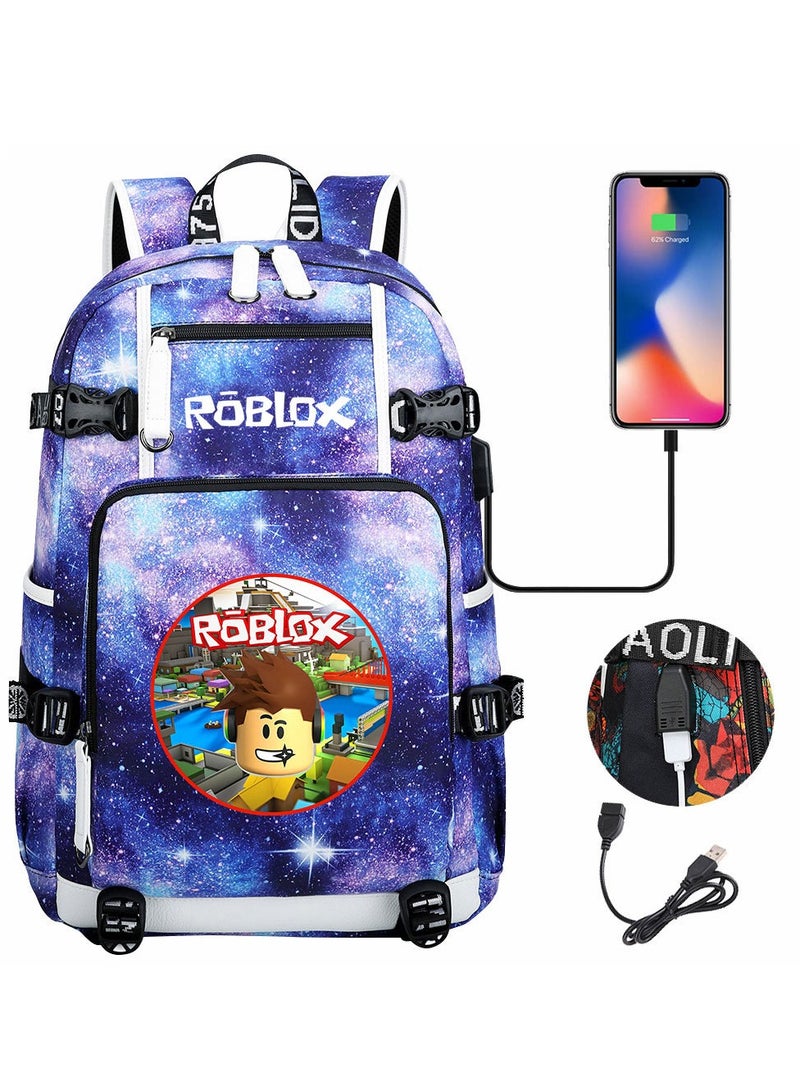 روبلوكس مجموعة حقيبة ظهر بقفل كلمة مرور USB هزلية مكونة من ثلاث قطع