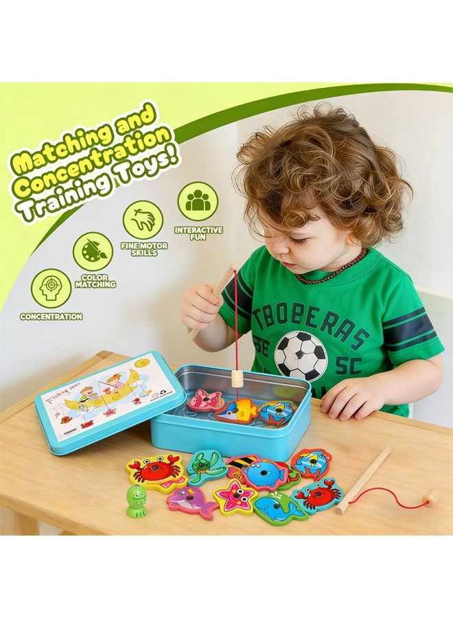 Fishing Game for Kids,Magnetic Wooden Fishing Game,Magnetic Toys for Kindergarten Preschool Girl Boy,Fishing Toys Game for Kids 3-5,Montessori Educational Fine Motor Skill Toy for Boy Girl Kids - Image 2