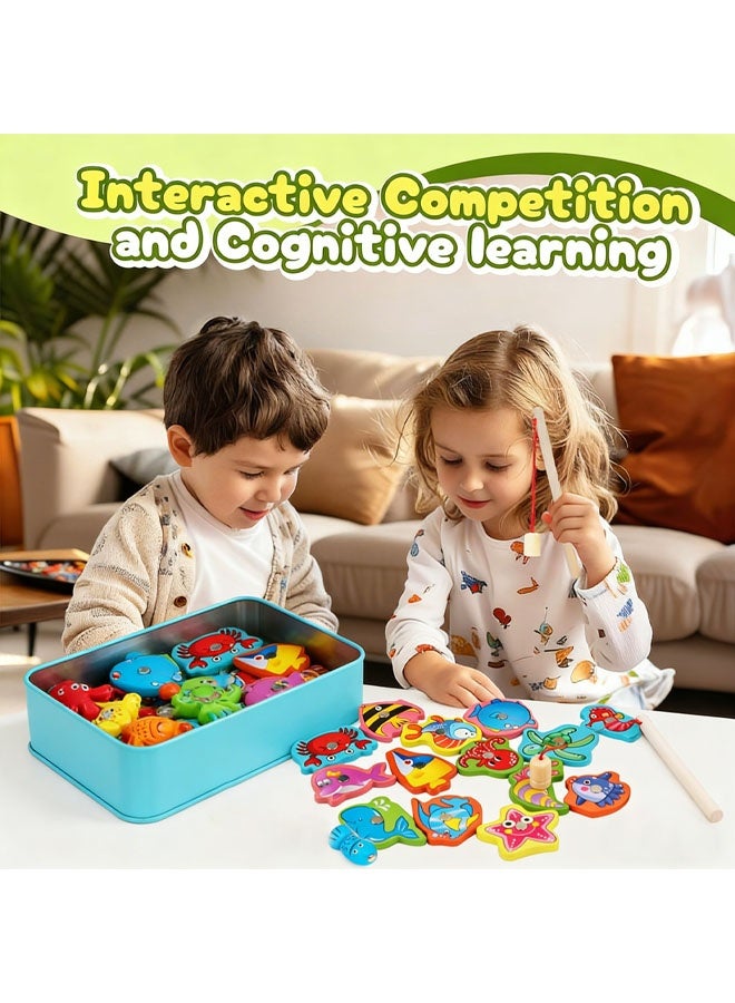 Fishing Game for Kids,Magnetic Wooden Fishing Game,Magnetic Toys for Kindergarten Preschool Girl Boy,Fishing Toys Game for Kids 3-5,Montessori Educational Fine Motor Skill Toy for Boy Girl Kids - Image 4