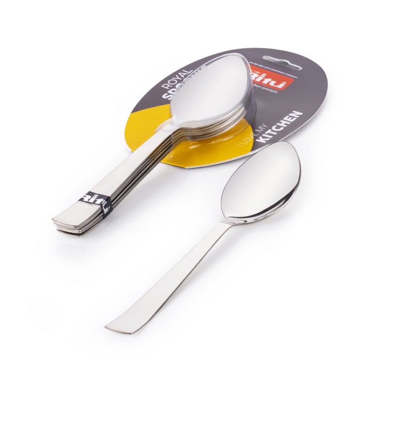 RITU 6 Pieces Stainless Steel Premium Dessert Spoon (Big) Set for Home & Kitchen | Desserts & Frozen Treats | Cutlery Set Food Grade Silverware for Tableware | Mirror Finish | Silver Color - Image 4