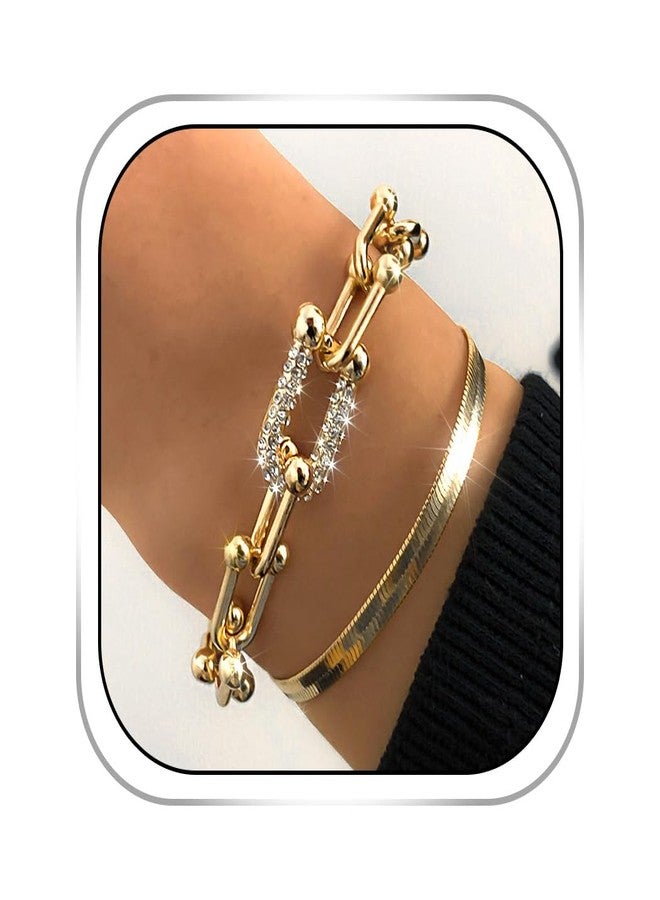 Gangel Gold Link Bracelet Dainty Gold Plated Bracelets Layered Snake Chain Bracelet Simple Trendy Adjustable Bracelet Jewelry for Women - Image 1