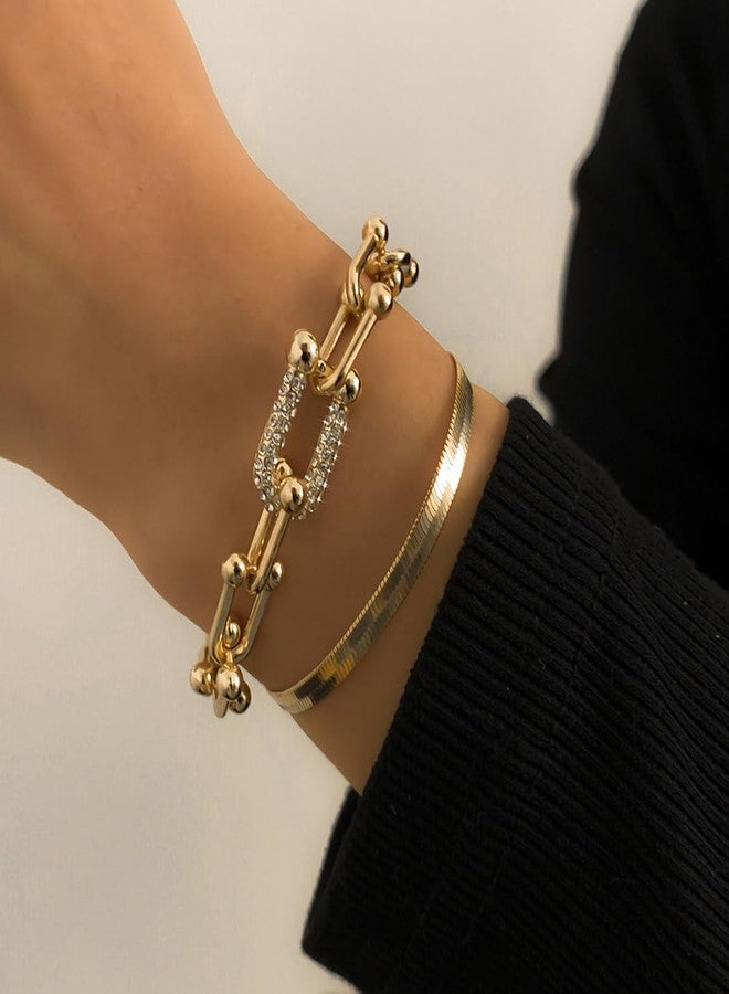 Gangel Gold Link Bracelet Dainty Gold Plated Bracelets Layered Snake Chain Bracelet Simple Trendy Adjustable Bracelet Jewelry for Women - Image 5