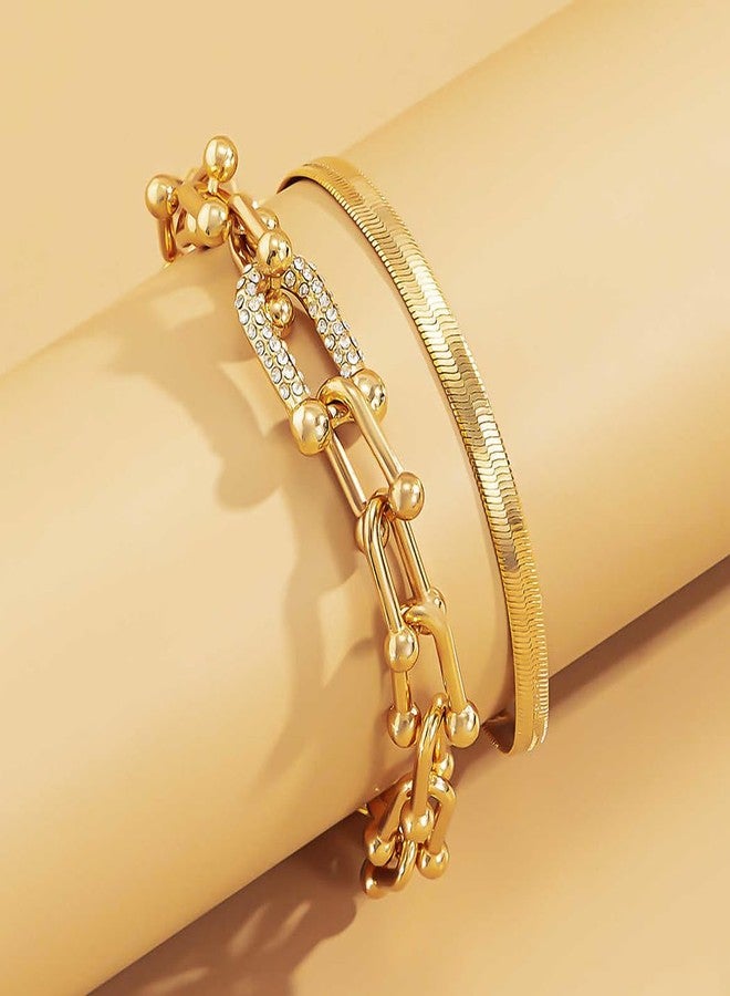 Gangel Gold Link Bracelet Dainty Gold Plated Bracelets Layered Snake Chain Bracelet Simple Trendy Adjustable Bracelet Jewelry for Women - Image 4
