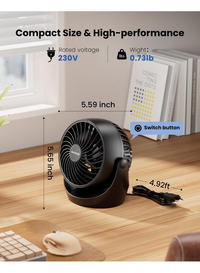 Gaiatop Air Circulator Fan, Portable Desk Fan Table Fan Dorm Fan, 5-Inch Small Fan 3 Speed With 360° Adjustable Tilt Energy-Saving Quiet Fan For Home, Office, Bedside, Bedroom, Bathroom, Black - Image 5