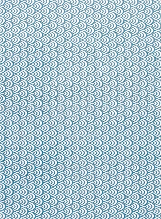 KOMESICHI irodori Japanese Traditional Towel Tenugui Seigaiha (Light Blue) 12.99 x 34.64 in with Tenugui Iroha (English Manual) Without Fray Prevention - Image 2