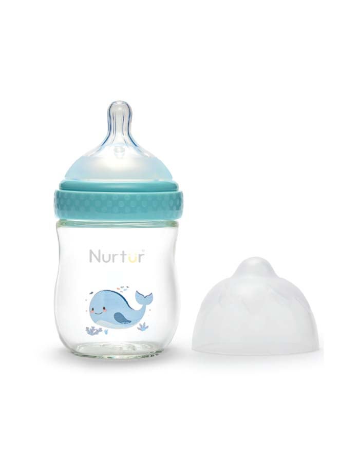 Nurtur Nurtur Cozi - 240Ml Anticolic Glass Feeding Bottle - Blue  - Image 1