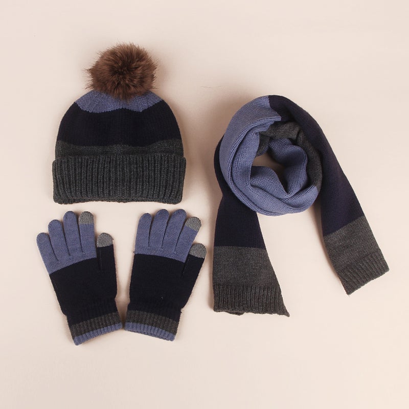 Knitted Children'S Hat Scarf Gloves Three-Piece Set Thickened Warm Hat For - Image 1