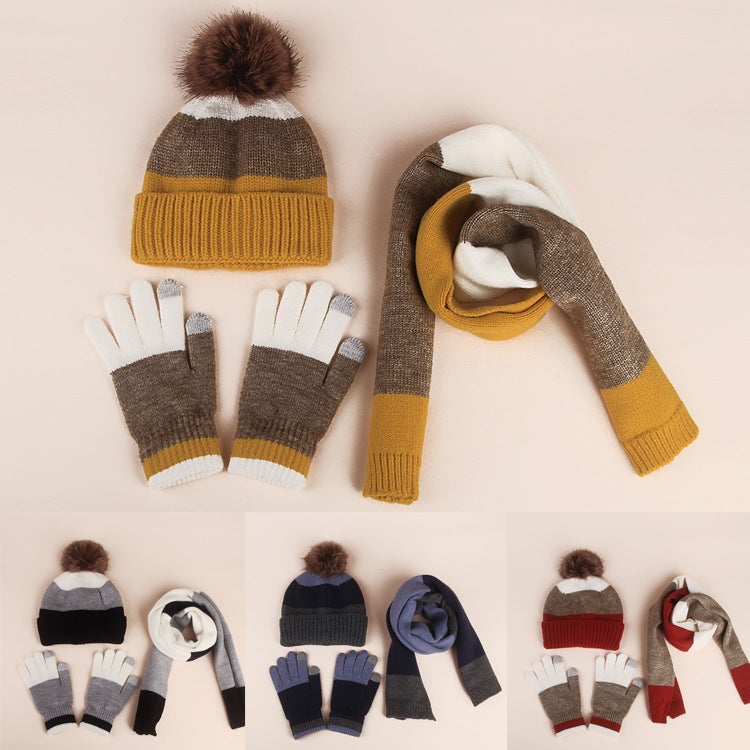 Knitted Children'S Hat Scarf Gloves Three-Piece Set Thickened Warm Hat For - Image 2