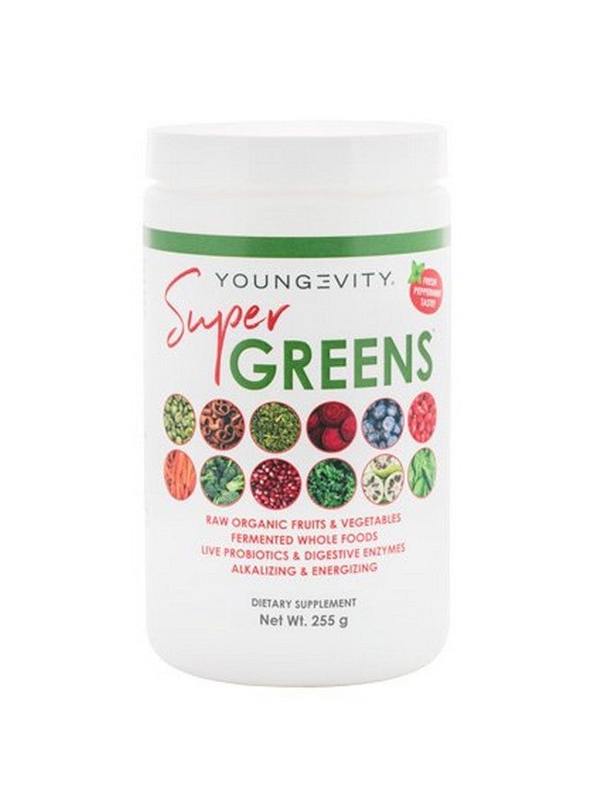 Youngevity Super Greens - Organic Superfood Powder with Fermented Fruits and Vegetables, Probiotics, Enzymes - Supports Digestion, pH Balance, Energy - 257g Canister - Image 1