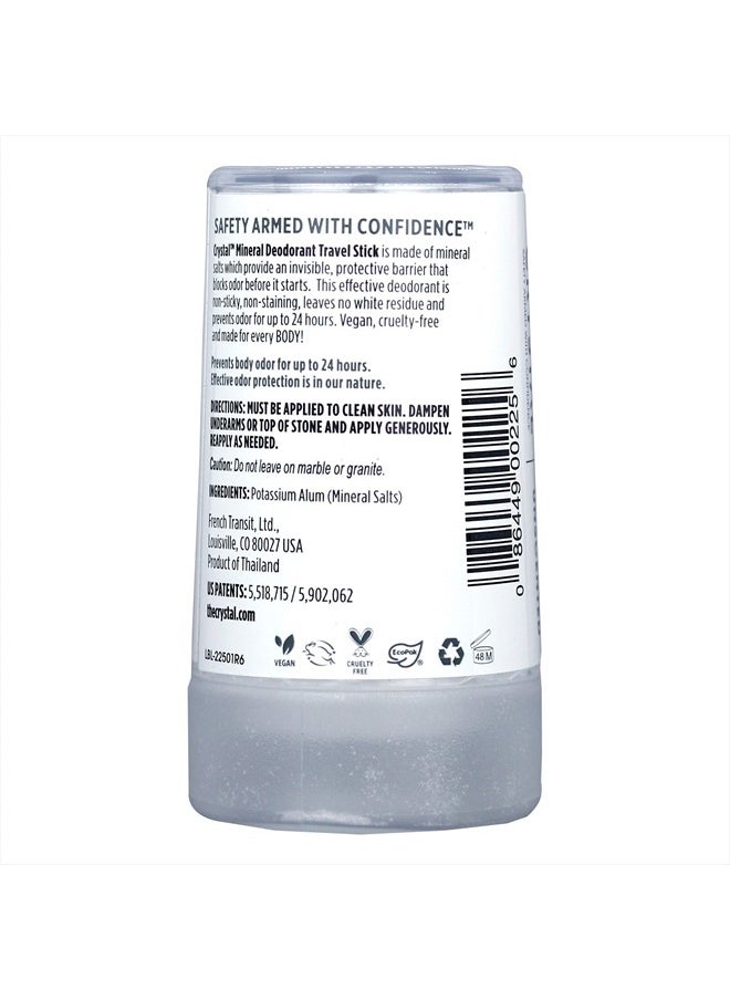 CRYSTAL ESSENCE CRYSTAL™ Travel Stick Mineral Deodorant - Unscented Body Deodorant With 24-Hour Odor Protection, Non-Staining & Non-Sticky, Aluminum Chloride & Paraben Free, 1.5 FL OZ – (Pack of 2)  - Image 2