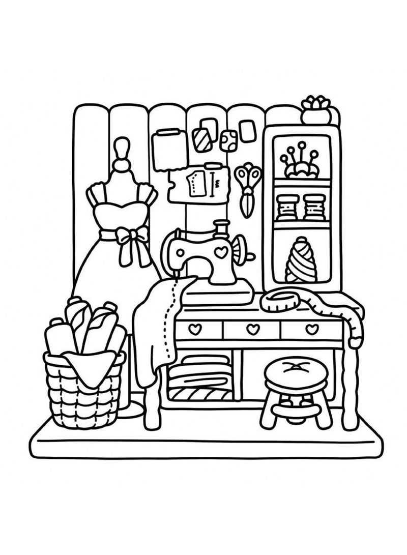 Generic Little Corner Cozy Coloring Book – 40 Pages of Relaxing Small Room Designs with Whimsical Animated Cover, Perfect for Teens & Adults, Ideal for Stress Relief & Artistic Expression, Great Gift for Valentine's Day, Christmas, Birthdays, and More - Image 3