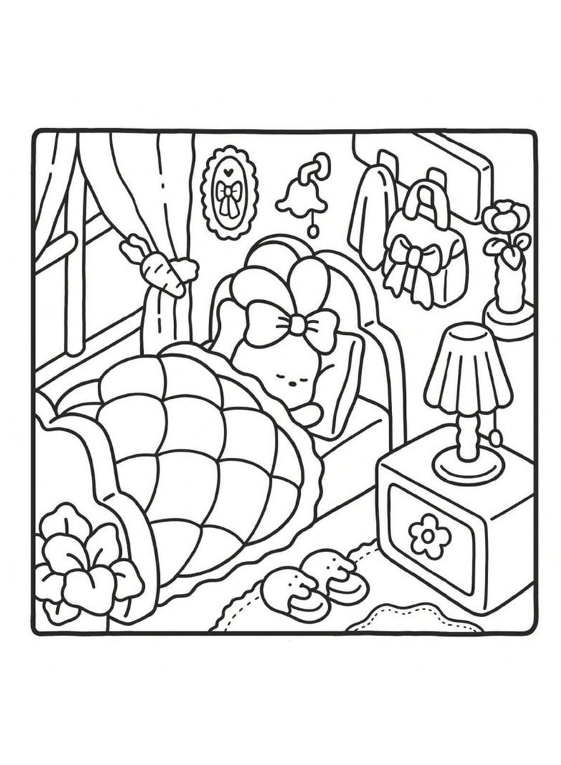 Generic Little Corner Cozy Coloring Book – 40 Pages of Relaxing Small Room Designs with Whimsical Animated Cover, Perfect for Teens & Adults, Ideal for Stress Relief & Artistic Expression, Great Gift for Valentine's Day, Christmas, Birthdays, and More - Image 2