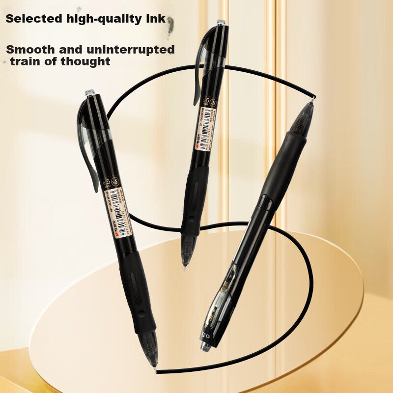 M&G Stationery 0.5mm Black Retractable Gel Pen Cool Black GP1008 Signature Pen Quick-Drying ST Tip Student Exam Practice 5 Pens + 10 Retractable Bullet Tip Refills for Postgraduate Entrance Exam - Image 2