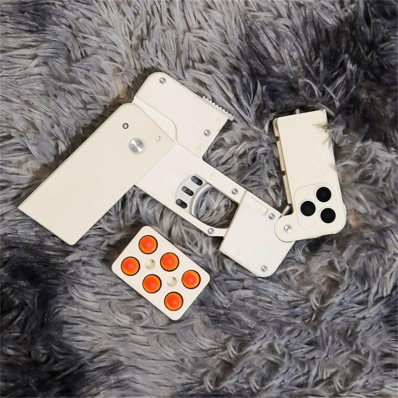 comfrt Cellphone Transforming Shooting Toy, 2-Consecutive Firing Funny Deformation Shooting Transforming Folding Toys One Key Shell Throwing Design 40 Inch Long Range Shooting - Image 3