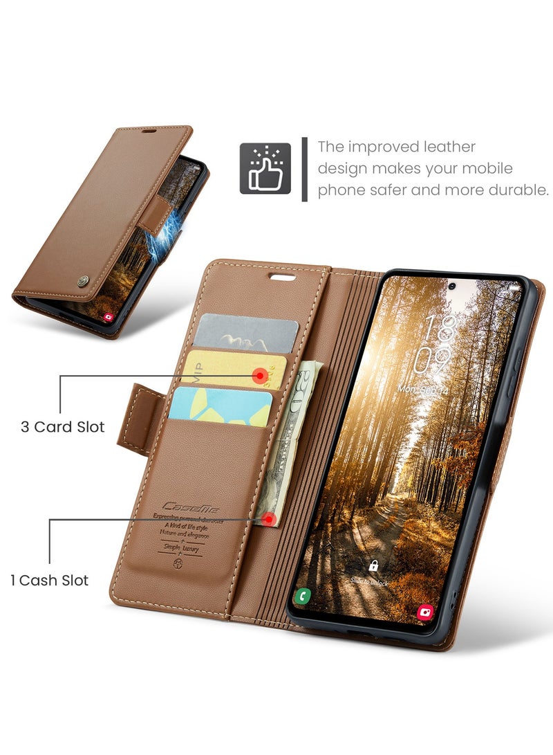 CaseMe For Samsung Galaxy A56 Cover, Soft PU Leather Shockproof Mobile Phone Wallet Case, Full Body Protective Flip Cover Magnetic Adsorption Back Cover - Image 2