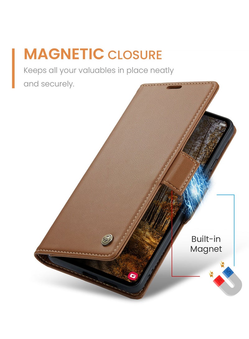 CaseMe For Samsung Galaxy A56 Cover, Soft PU Leather Shockproof Mobile Phone Wallet Case, Full Body Protective Flip Cover Magnetic Adsorption Back Cover - Image 3