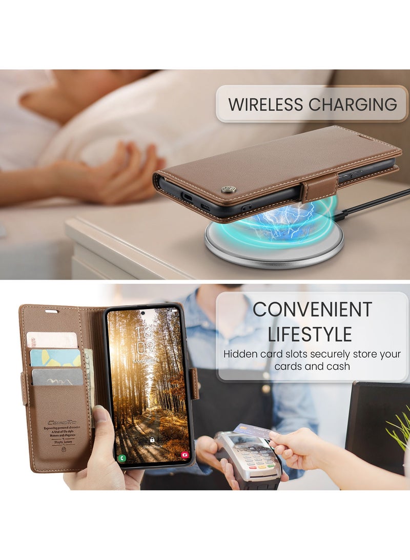 CaseMe For Samsung Galaxy A56 Cover, Soft PU Leather Shockproof Mobile Phone Wallet Case, Full Body Protective Flip Cover Magnetic Adsorption Back Cover - Image 4