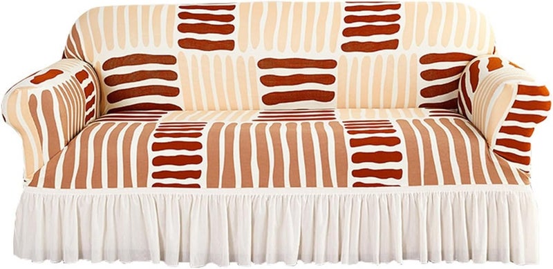 Sofa Cover with Skirt All-Inclusive Armrest Slipcover for Summer Elegant Couch for Living Room for Couch Cushion(Color 5,145-185cm)