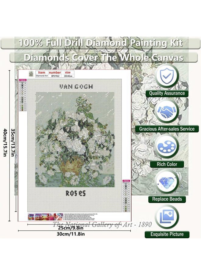 KICHANG Vintage Flowers Diamond Art Kits for Adults Beginner, Vase DIY Modern Diamond Painting 5D Round Full Drill Diamond Dots Gem Art Crafts with Tools,Funny Crafts for Home Wall Decor&Gift-12x16in - Image 4