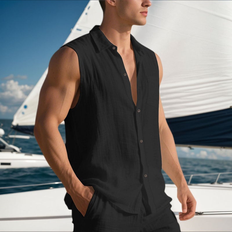 Men's Linen Blend Short Sleeve Shirt - Image 1