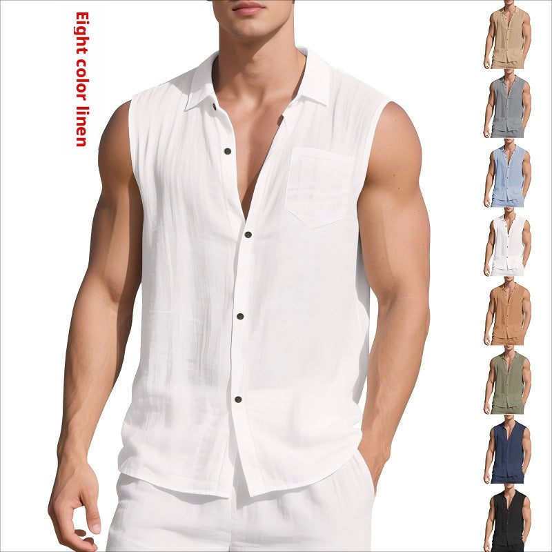 Men's Linen Blend Short Sleeve Shirt - Image 5