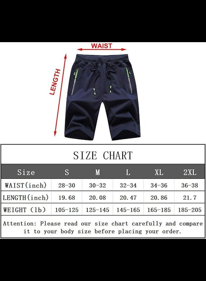 JustSun JustSun Mens Shorts Summer Casual Joggers Gym Sports Shorts Elasticated Waist with Zip Pockets Blue 3X-Large  - Image 2