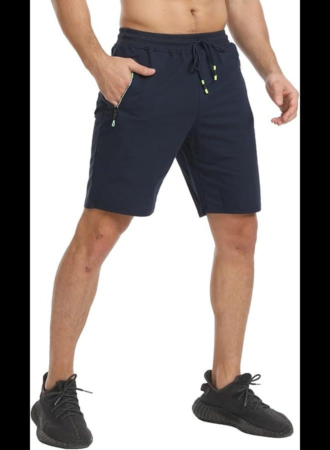 JustSun JustSun Mens Shorts Summer Casual Joggers Gym Sports Shorts Elasticated Waist with Zip Pockets Blue 3X-Large  - Image 3