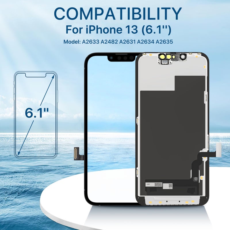 EXW iPhone 13 Screen Replacement 6.1" Full HD LCD Display Digitizer, Quality Touch Screen with Repair Tools, Waterproof Seal & Protector â€“ Compatible with A2633 A2482 A2631 A2634 A2635 - Image 2