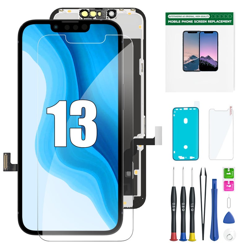 EXW iPhone 13 Screen Replacement 6.1" Full HD LCD Display Digitizer, Quality Touch Screen with Repair Tools, Waterproof Seal & Protector â€“ Compatible with A2633 A2482 A2631 A2634 A2635 - Image 1