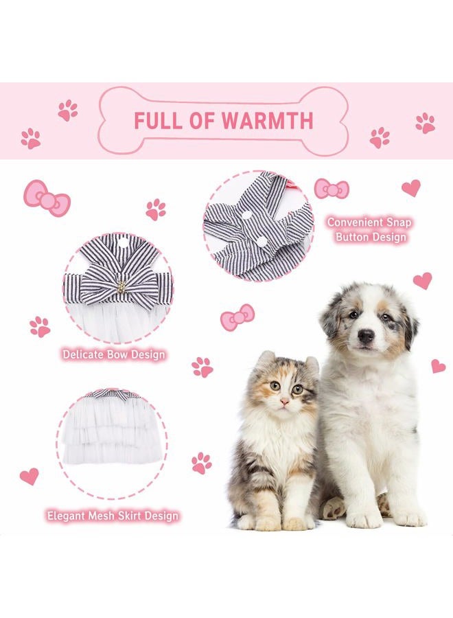 TAPBULL Dog Dresses, Fashion Pet Dog Clothes, Striped Mesh Puppy Dog Princess Dresses (Blue, X-Large) - Image 3