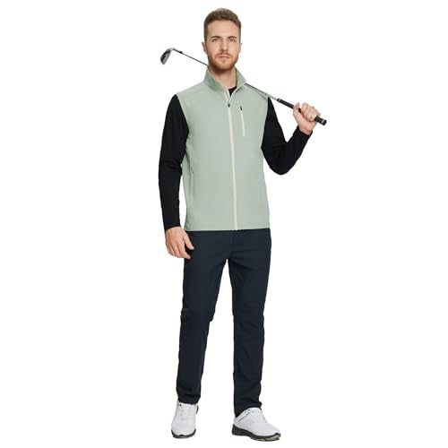 M MAELREG Golf Vest for Men Windproof Travel Zip Up Sleeveless Jacket Lightweight Softshell Mens Vests Outerwear - Image 2