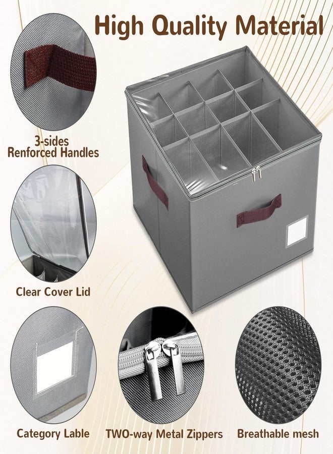 ZingFsh Shoe Organizer for Closet, 2 Pack Large Shoe Box Storage Containers,Shoe Storage Bins Fits 12-16 Pairs，Space Saving Shoe Organizers Bins with Clear Lids and Handles,Grey - Image 2