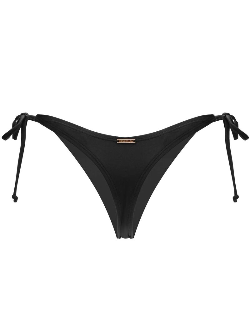 RELLECIGA Women's Black Tie-Side Thong Bikini Bottom Size Large - Image 1