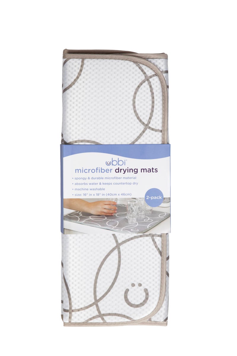Ubbi Taupe Microfiber Dish Drying Mat, Baby Bottle Drying Mat, Kitchen Counter Dish Mat, Pack of 2 - Image 3