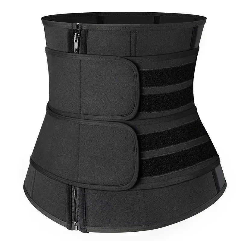 Bluejw Women's Plus Size Waist Trainer Corset - Double Belt Neoprene Workout Waist Trimmer Cincher with Zipper - Image 1