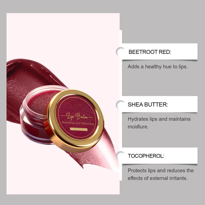Beetroot Lip Balm Organic - Tinted Lip Balm/OrganicFor Dark Lips To Lighten, Dry/Chapped Lips With Honey, Shea Butter, Jojoba seeds, Women & Men Autumn and winter - Image 4