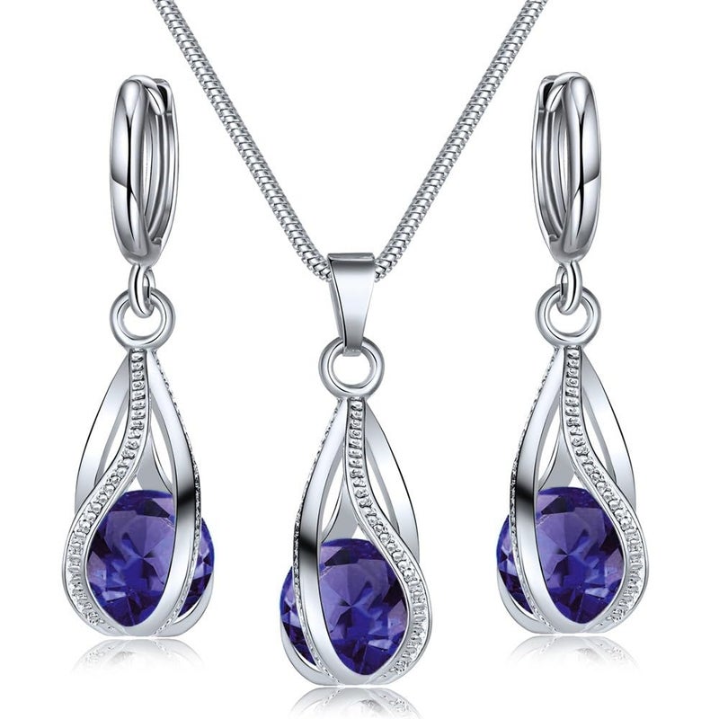 IFKM Silver Jewelry Sets for Women Rhinestone Crystal CZ Bridal Bridesmaid Accessories Necklace Earrings set for Wedding Prom Anniversary Birthday Gifts - Image 1