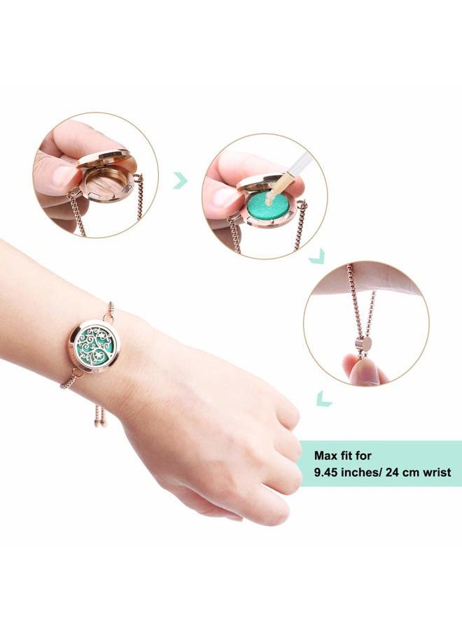 ttstar Essential Oil Diffuser Bracelet Stainless Steel Aromatherapy Locket Adjustable Bracelet Set with 24 Refill Pads in 12 Assorted Colors, Gifts Set for Women(Rose Gold)  - Image 5