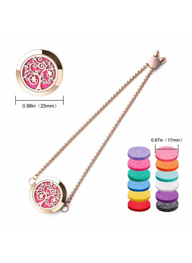 ttstar Essential Oil Diffuser Bracelet Stainless Steel Aromatherapy Locket Adjustable Bracelet Set with 24 Refill Pads in 12 Assorted Colors, Gifts Set for Women(Rose Gold)  - Image 3
