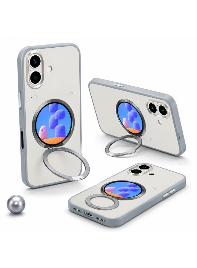 Gray Smart Screen Magnetic Phone Case for iPhone 17, Bluetooth Smart Display, Magnetic Charging Compatible, Camera Preview, Live Notifications, Foldable Ring Stand, Shockproof TPU PC Protective Cover - Image 1