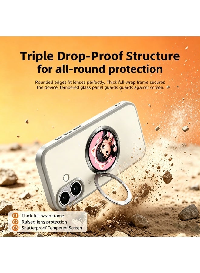 Gray Smart Screen Magnetic Phone Case for iPhone 17, Bluetooth Smart Display, Magnetic Charging Compatible, Camera Preview, Live Notifications, Foldable Ring Stand, Shockproof TPU PC Protective Cover - Image 2