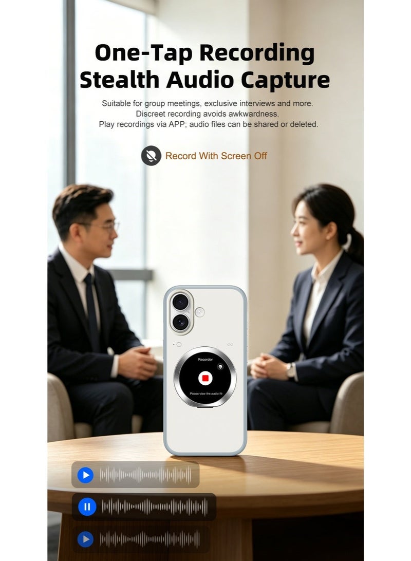 Gray Smart Screen Magnetic Phone Case for iPhone 17, Bluetooth Smart Display, Magnetic Charging Compatible, Camera Preview, Live Notifications, Foldable Ring Stand, Shockproof TPU PC Protective Cover - Image 4
